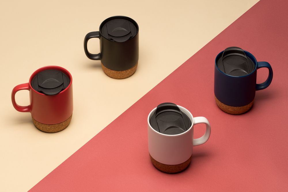 Кружка с пробковой подставкой Corky Walk, синяя-2