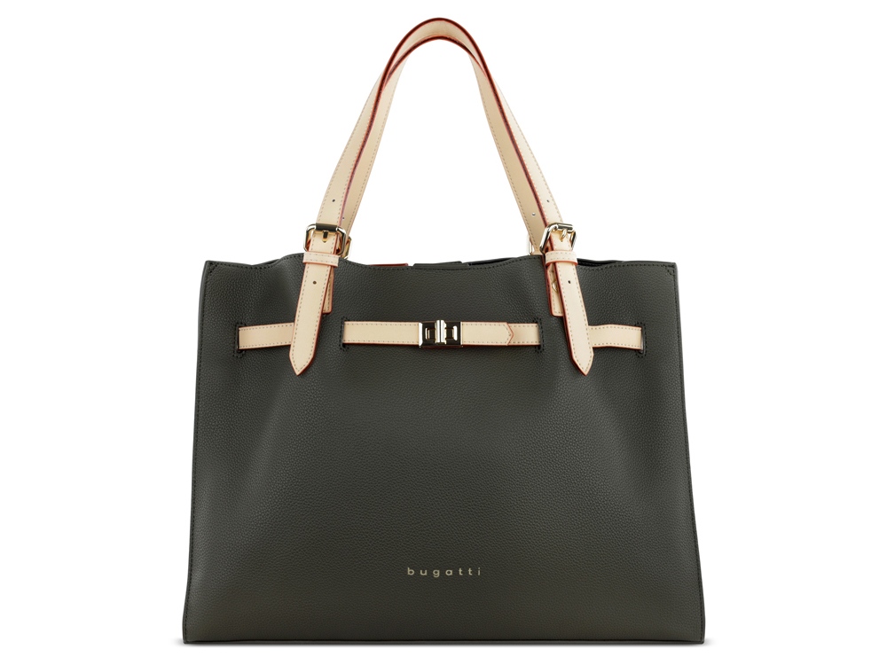 Сумка наплечная женская BUGATTI Ella, оливковая, полиуретан, 37,5х13,5х28 см-1