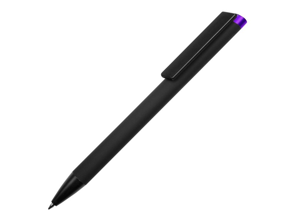 Ручка металлическая шариковая Taper Metal софт-тач с цветным зеркальным слоем, черный с фиолетовым-1