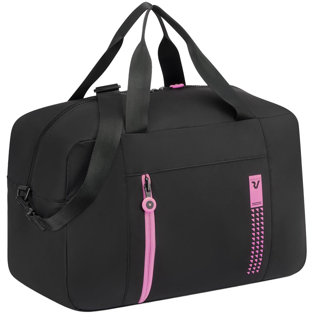 Сумка дорожная Compact Neon, черная с розовым-1