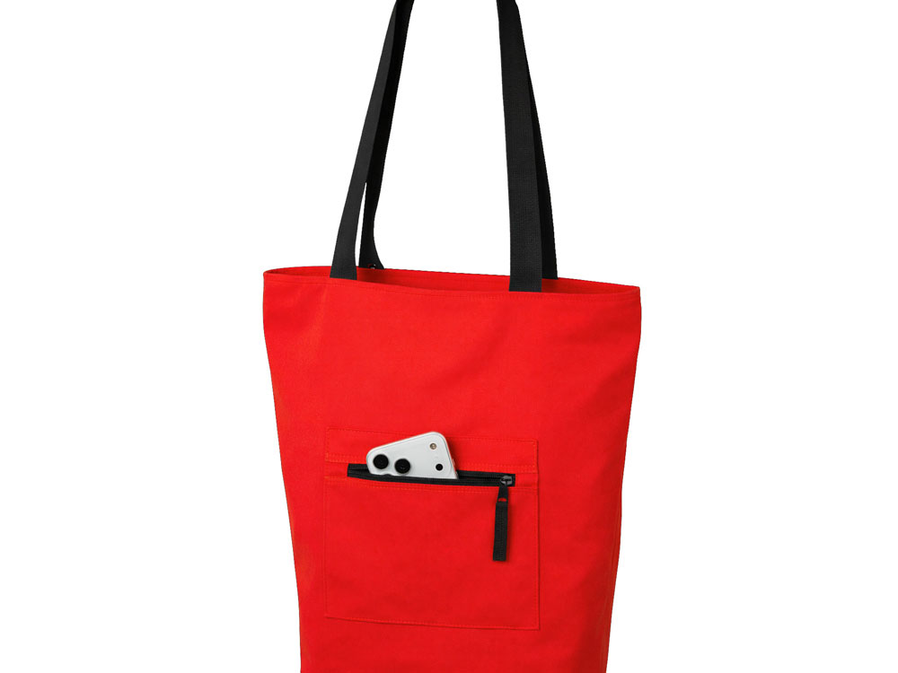 Сумка на молнии Zipper  Neo из хлопка 280 г c карманом на молнии спереди, красный-5