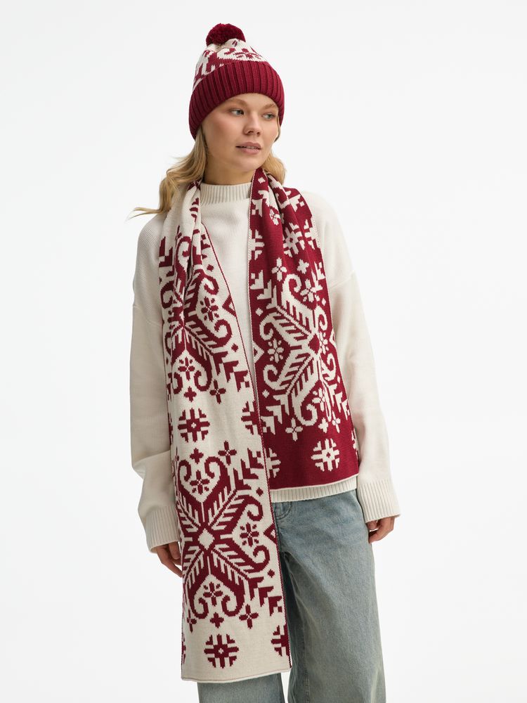 Шапка Wintertude, красная с белым-5