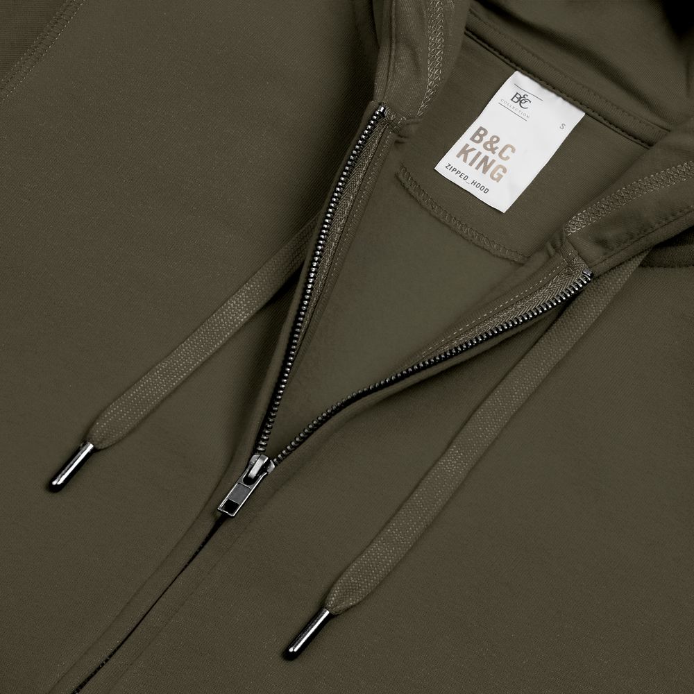 Толстовка на молнии с капюшоном унисекс King, хаки-2