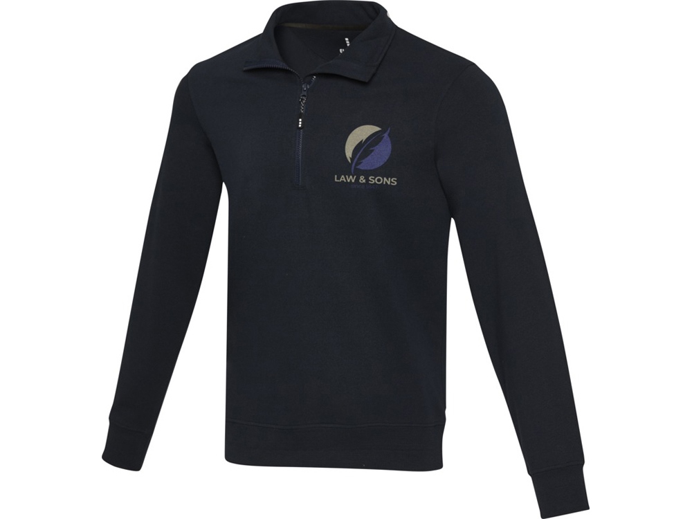 Tin унисекс-свитер с молнией на четверть из переработанных материалов Aware™ - Темно - синий-3