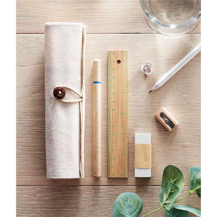 Канцелярский набор в пенале, бежевый-1