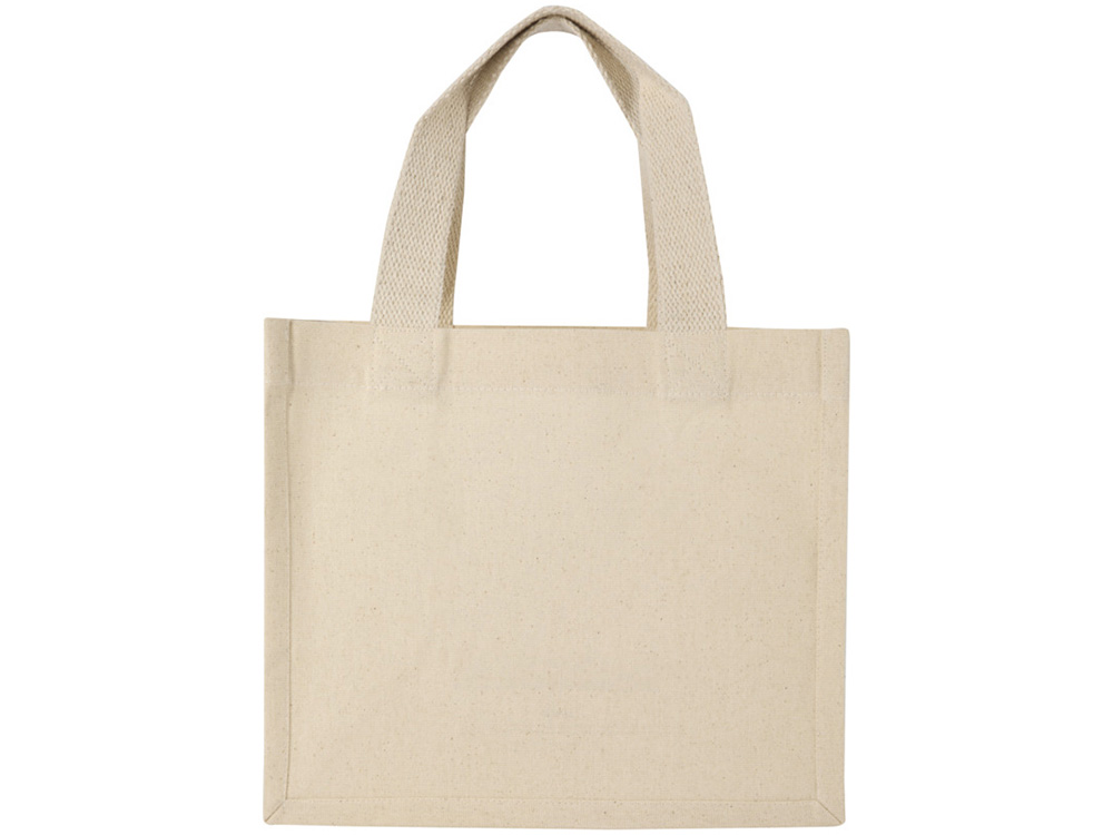 Мини эко-сумка Odessa с клинчиком, изготовленная из переработанного хлопка, сертифицированного согласно GRS, плотностью 220 г/м², объемом 9 л - Натуральный-2