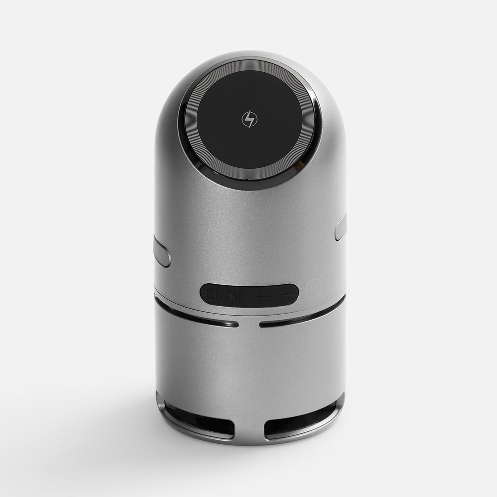 Bluetooth-колонка с беспроводной зарядкой Droid, серая-3