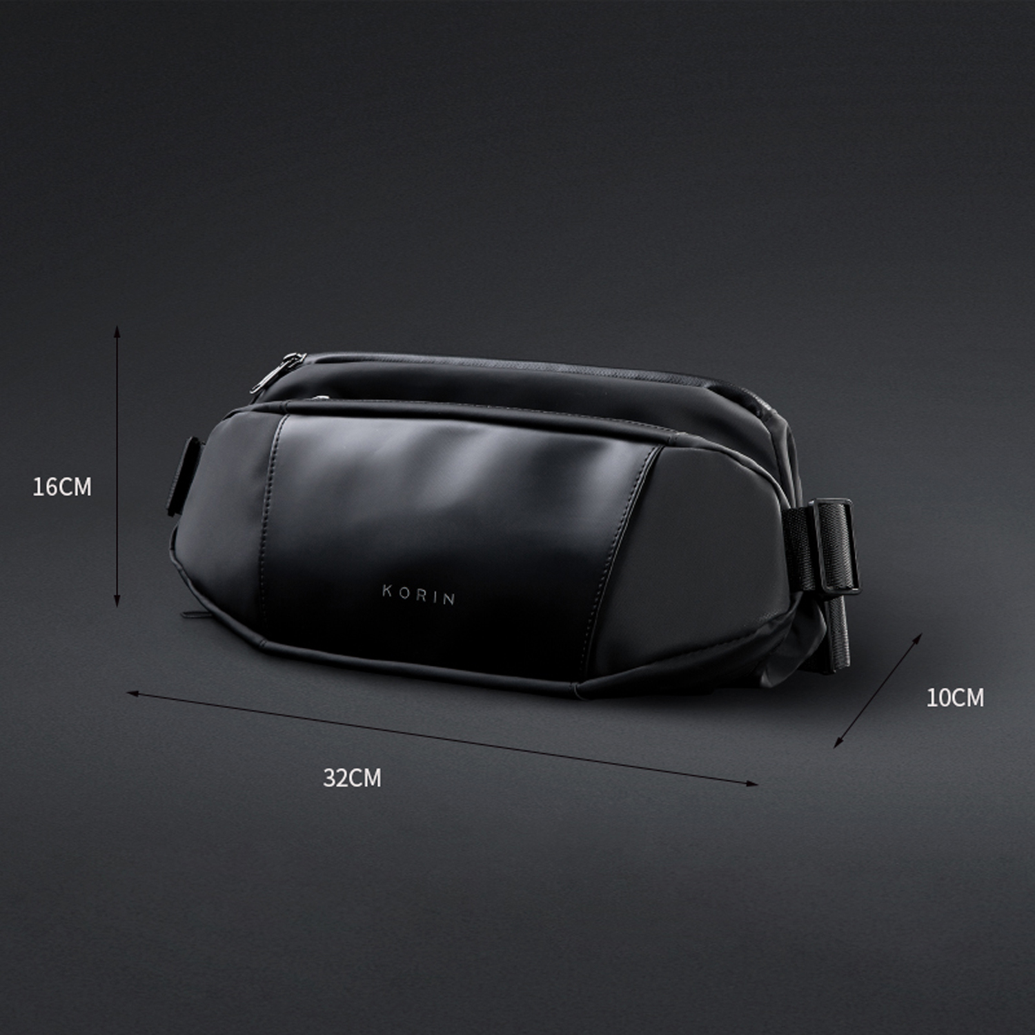 Наплечная сумка KORIN FlipSling 32х16х10 см, темно-зеленая/черная-6