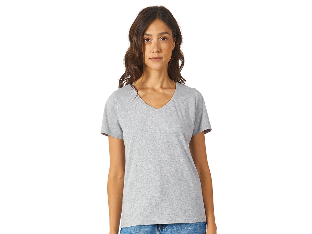 Футболка Heavy Super Club N женская с V-образным вырезом, серый меланж-0