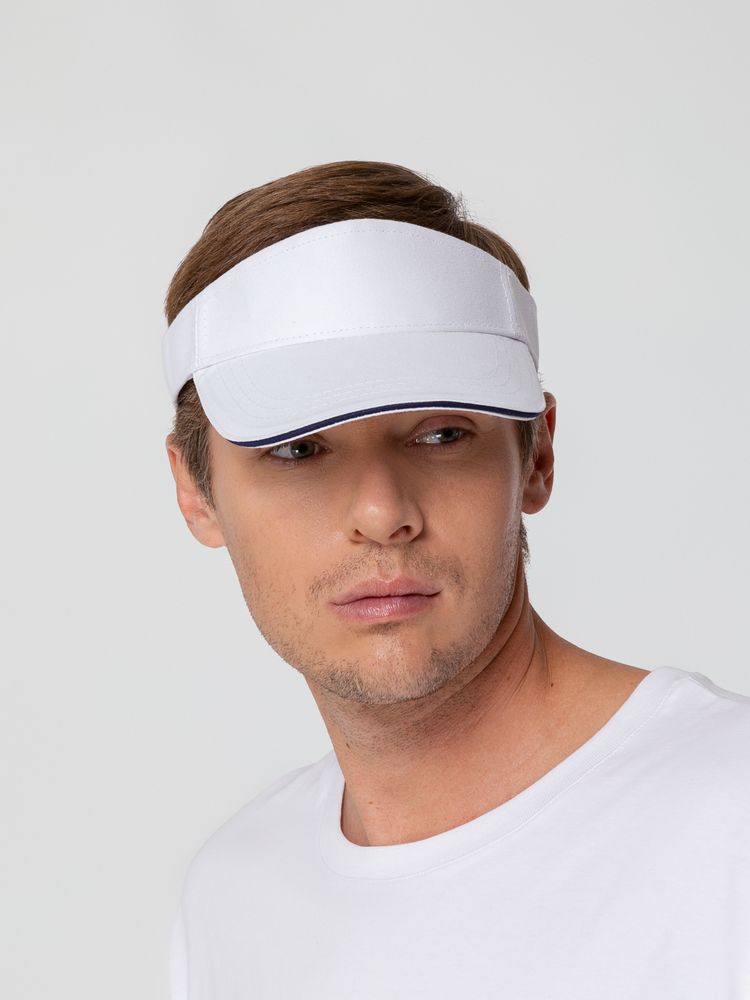 Козырек Active, белый с темно-синим кантом-2