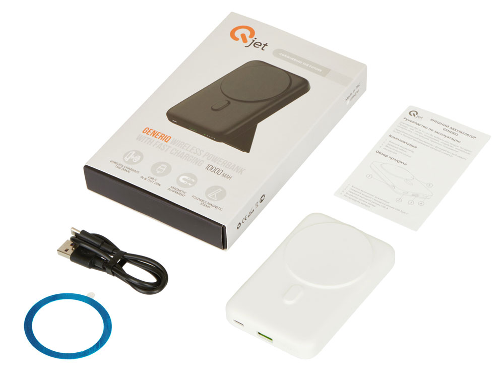 Внешний беспроводной аккумулятор GenerIQ, 10000 мАч, белый-8