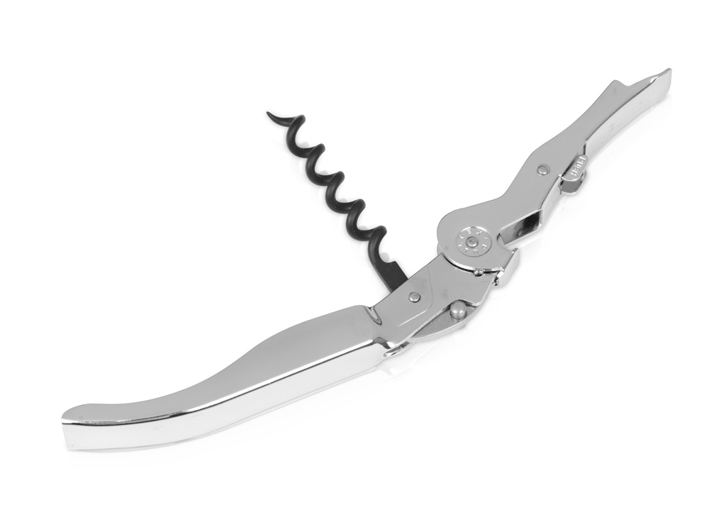 Подарочный винный набор из штопора и кожаного чехла для штопора ClickCut Set, серебристый-1