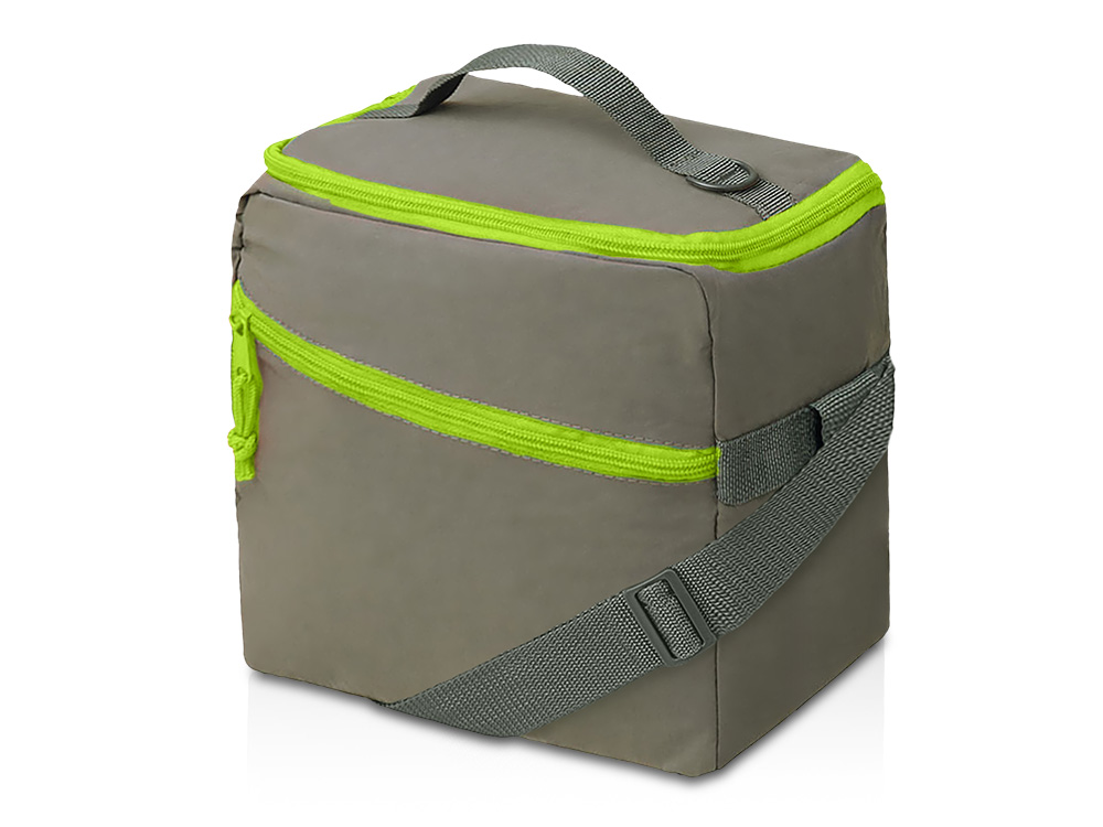 Изотермическая сумка-холодильник Neo Classic c контрастной молнией, серый/зеленое яблоко-0