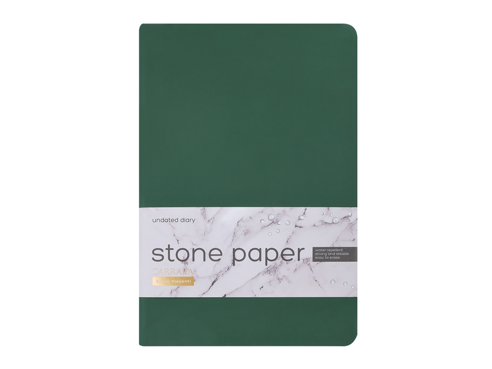 Ежедневник с каменной бумагой недатированный А5 Carrara, зеленый-1