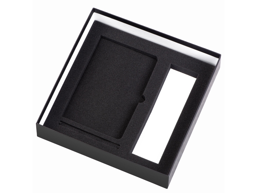 Подарочный набор с блокнотом С2, металлической ручкой и термосом, черный-2