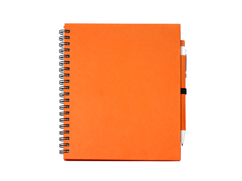 Блокнот LEYNAX с ручкой из переработанного картона, оранжевый-0