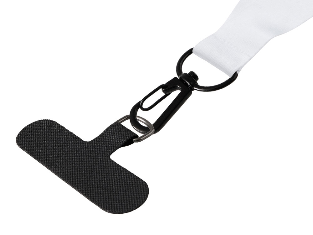 Ланъярд 2 см под сублимацию с трендовым карабином, замком обрыва и узким держателем для телефона из ПЭ, черный-3