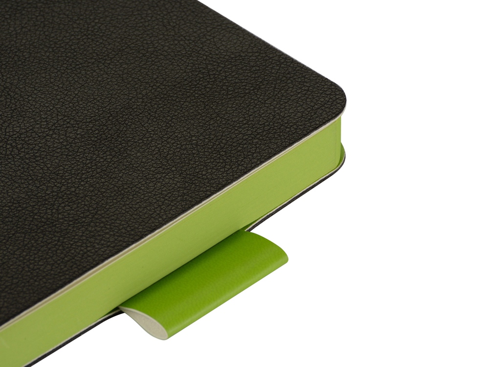 Ежедневник А5 датированный Boston 2026, черный с салатовым обрезом-4