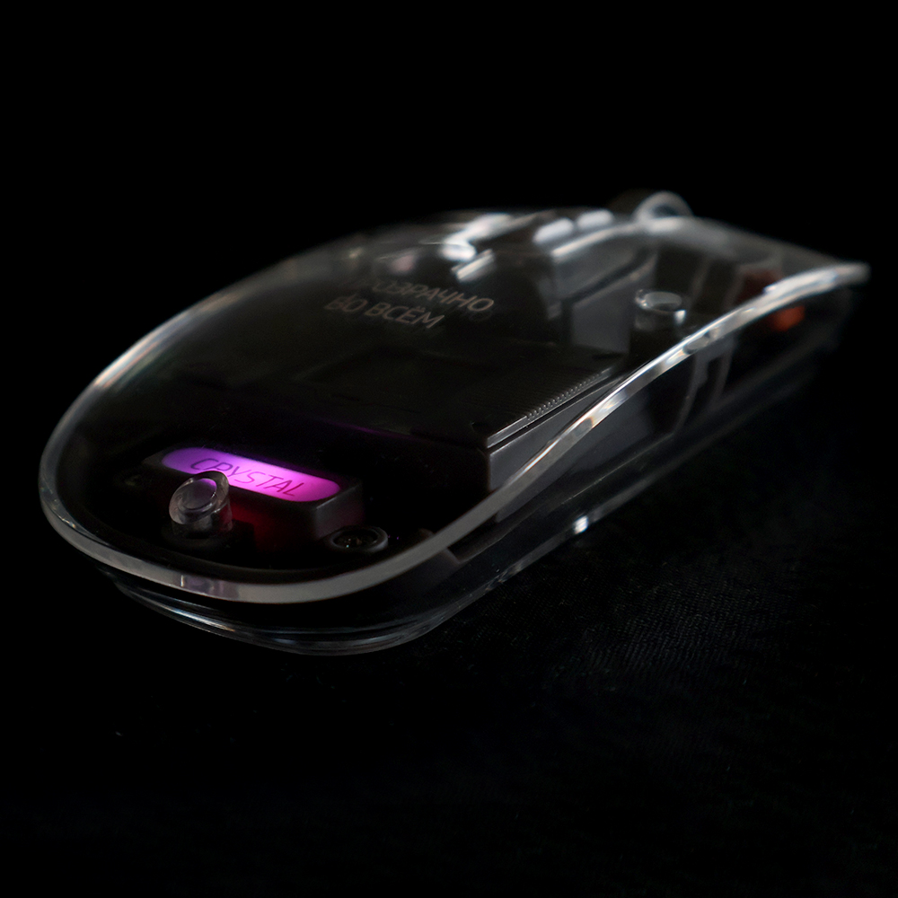 Мышь компьютерная беспроводная прозрачная Crystal, Черный-4
