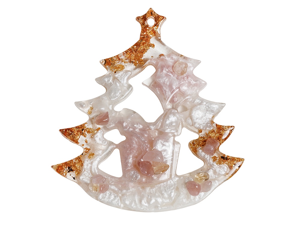 Елочные игрушки ( Снегирь+ Олень+ Ель) Розовый кварц-5