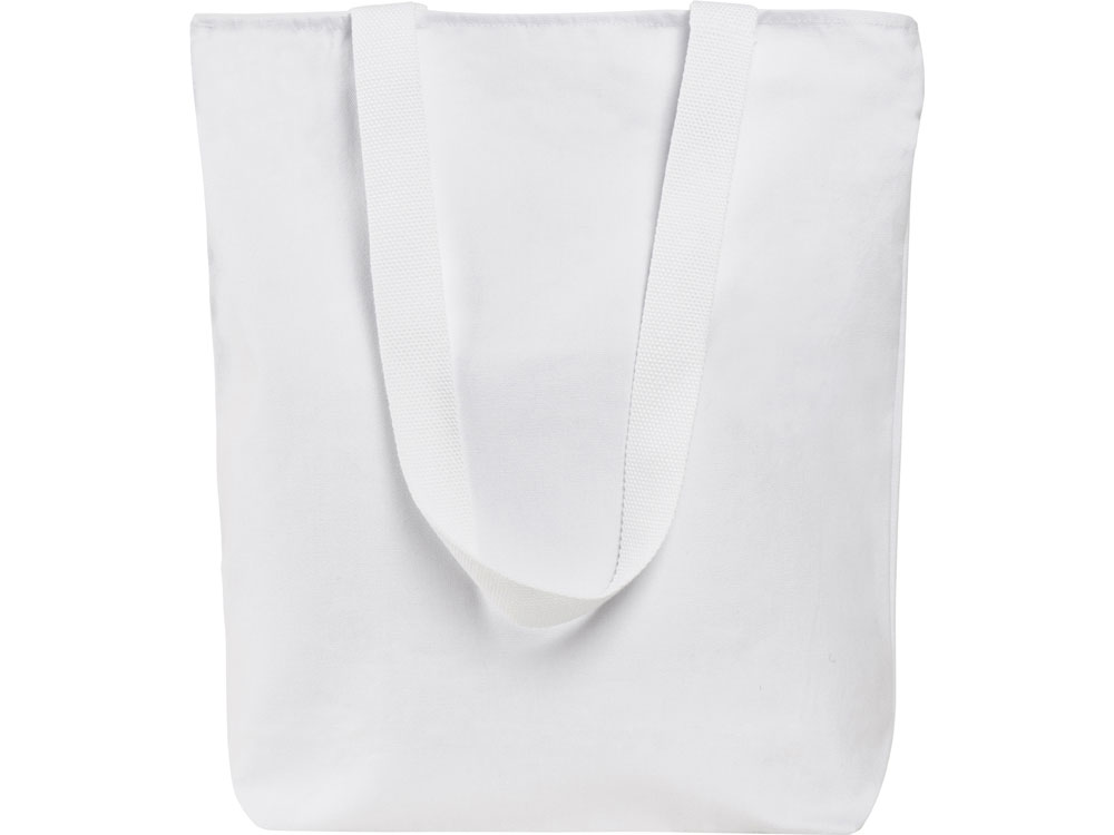 Сумка на молнии Zipper из хлопка 280 г c карманом на молнии спереди, белый-2