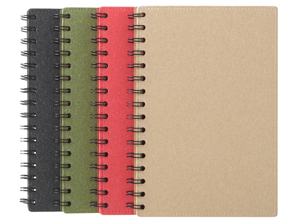 Блокнот на спирали в картонной обложке с переработанной бумагой Mania, красный-4