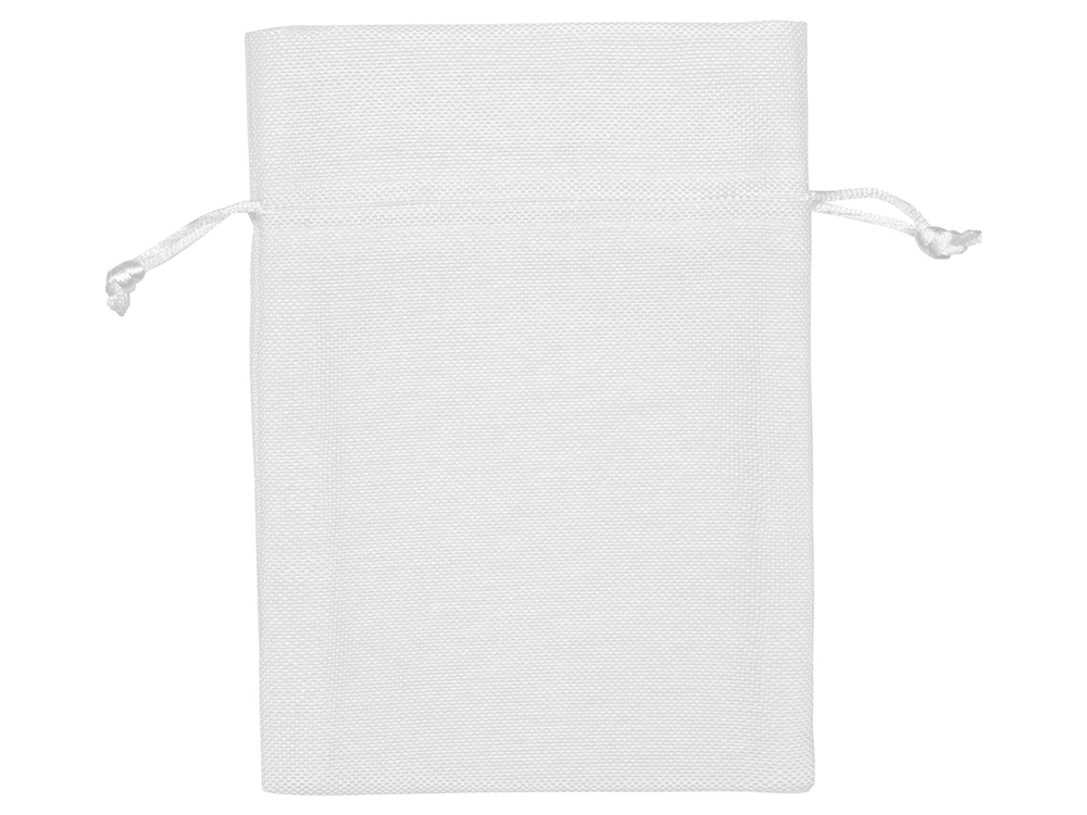 Мешочек подарочный, искусственный лен, средний, белый-1