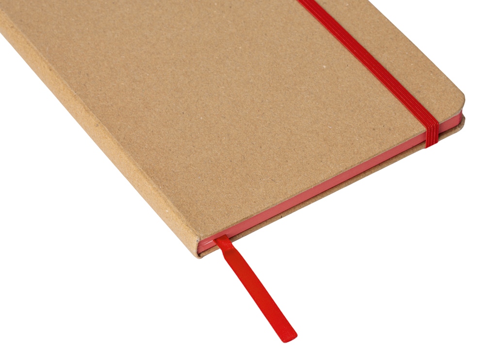 Блокнот A5 Sevilia Color, твердая обложка из крафта, 80 листов, цветной срез и форзац, натуральный/красный-2