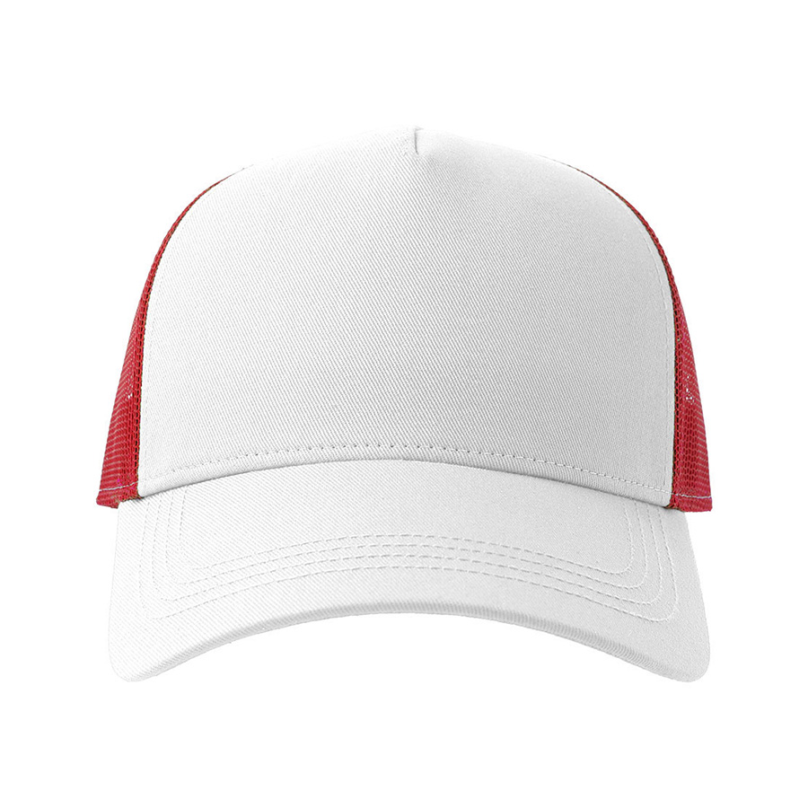 Бейсболка RAPPER COTTON-S, 5 клиньев, пластиковая застёжка, белый, красный-2