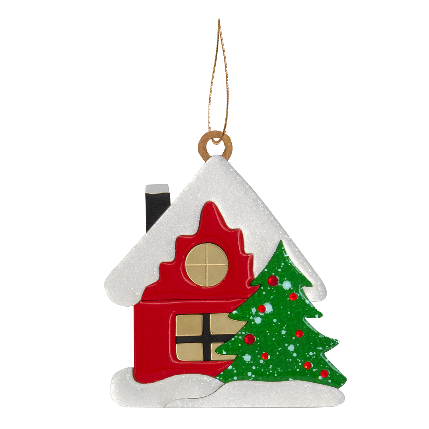 Ёлочная игрушка Домик (красный)-0