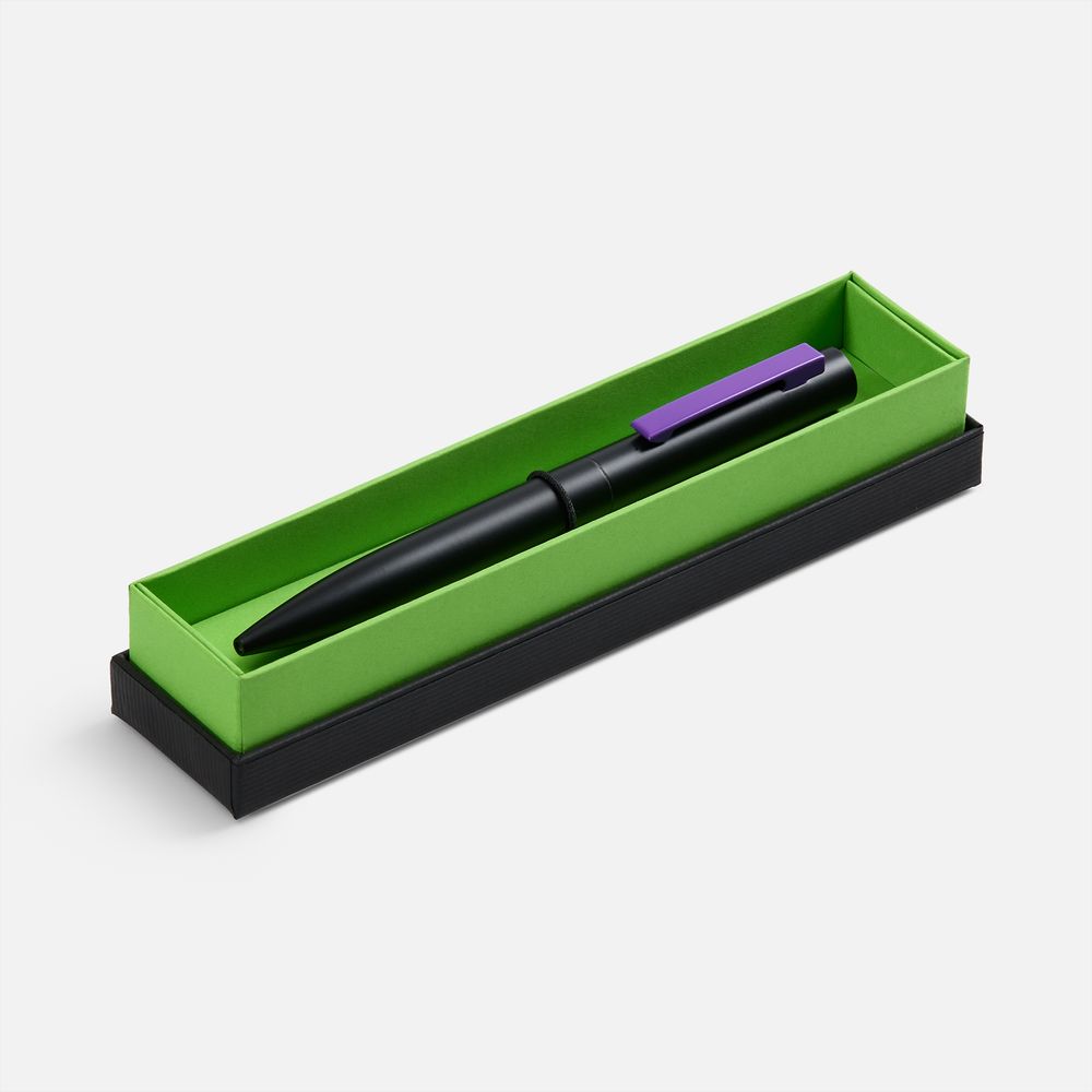 Ручка шариковая Inkolor в футляре, черная с фиолетовым-1
