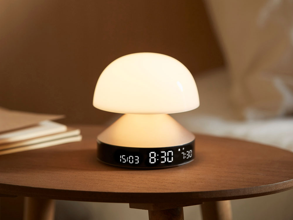 Светильник с часами и световым будильником Mina Sunrise, золотистый-15