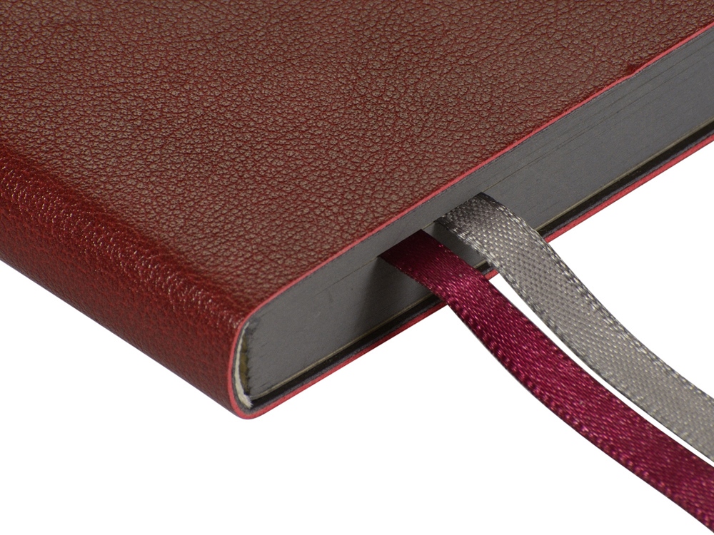 Ежедневник А5 датированный Boston 2026, бордовый с серым обрезом-2