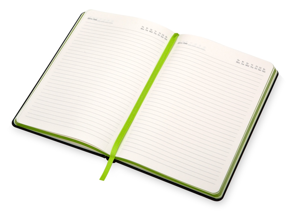 Бизнес блокнот Bossy с цветным срезом, твердая обложка, 128 листов, черный и зеленое яблоко-6