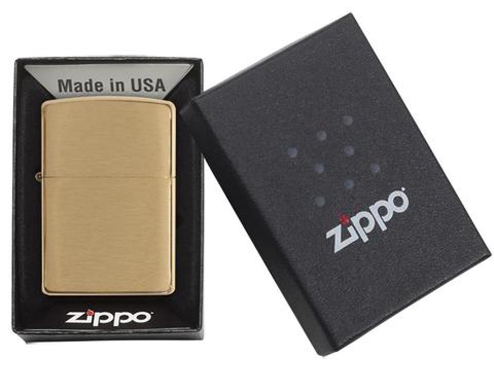 Зажигалка ZIPPO с покрытием Brushed Brass, латунь/сталь, золотистая, матовая, 38x13x57 мм-3