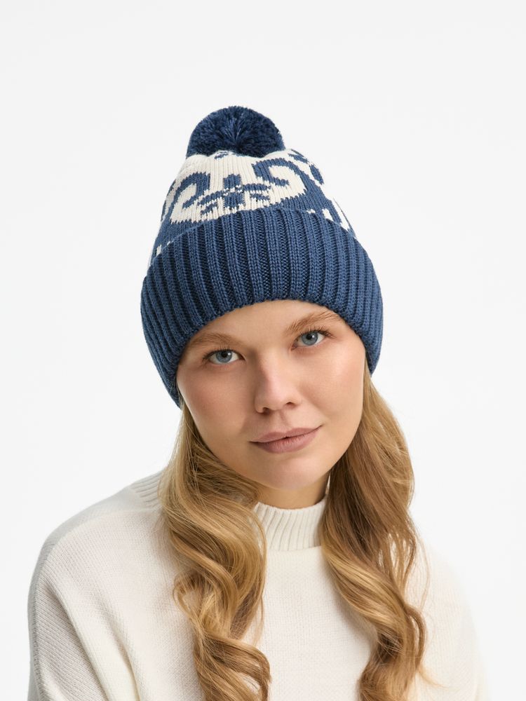 Шапка Wintertude, синяя с белым-3