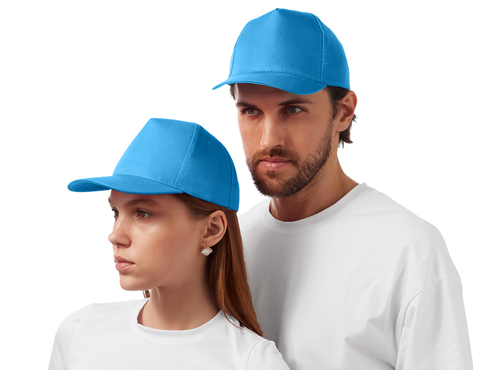 Бейсболка Poly 5-ти панельная 120 гр, голубой-0