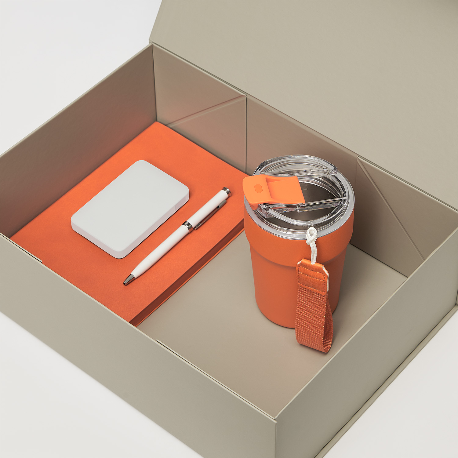 Подарочный набор Monaco, оранжевый (термокружка, аккумулятор, ежедневник, ручка)-1