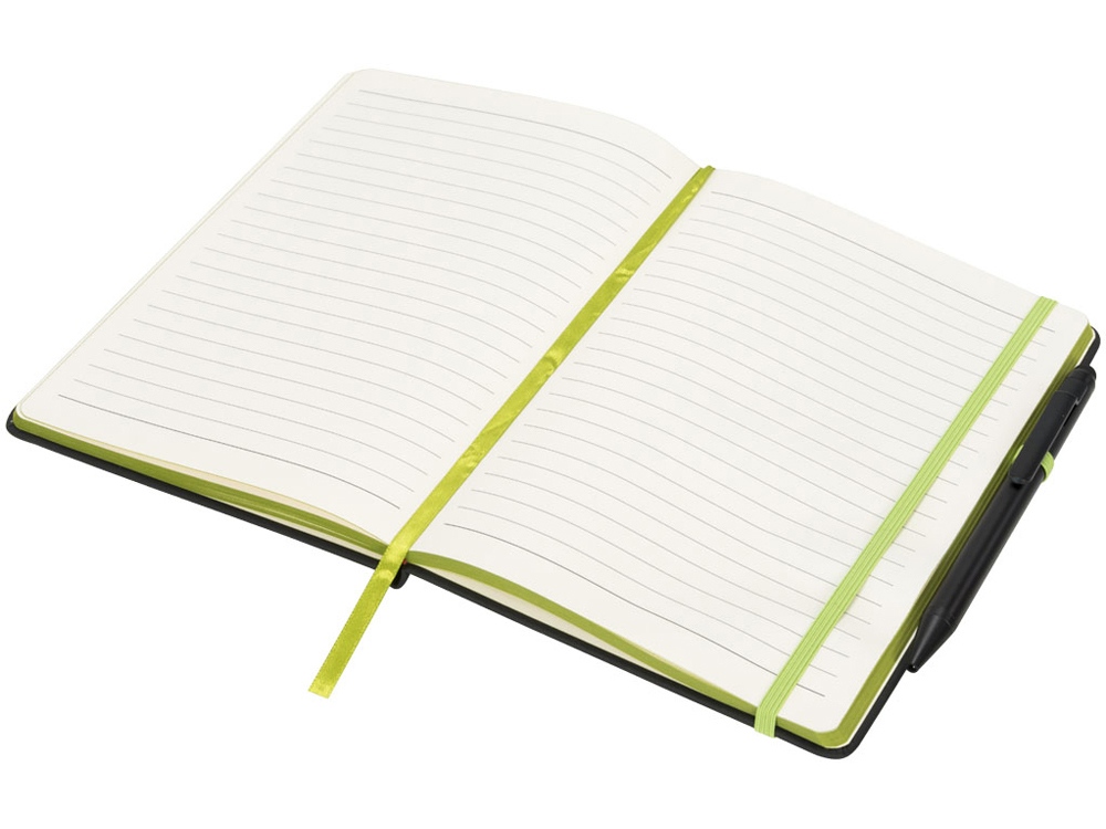 Блокнот Noir Edge среднего размера, черный/лайм-3
