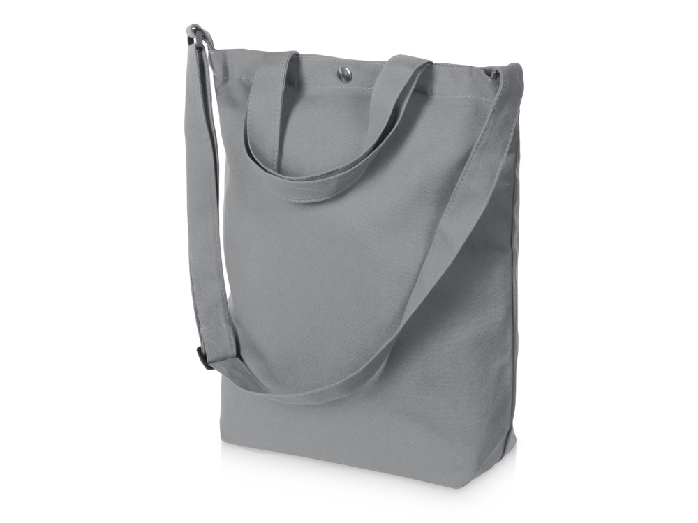 Сумка Helfer из хлопка на кнопке с регулирующейся лямкой, серый-1