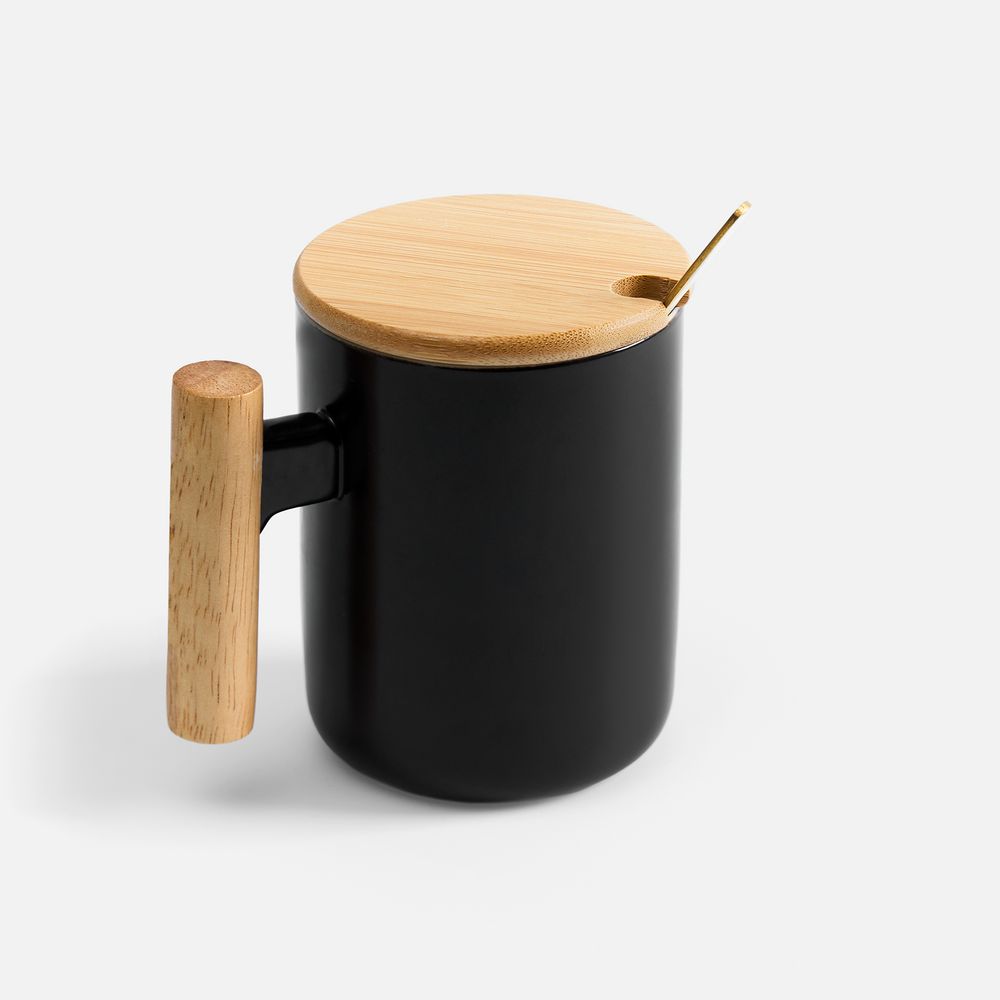 Кружка с ложкой Eco Fusion, черная-2