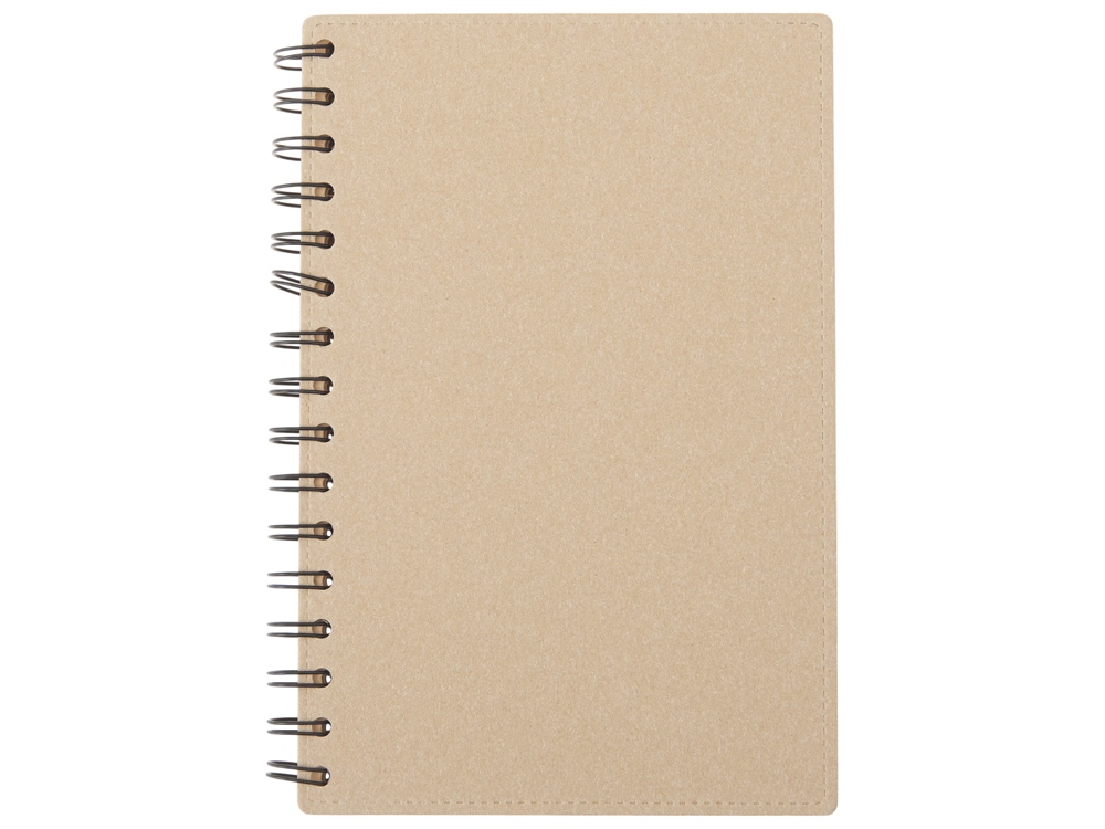 Блокнот на спирали в картонной обложке с переработанной бумагой Mania, натуральный-1