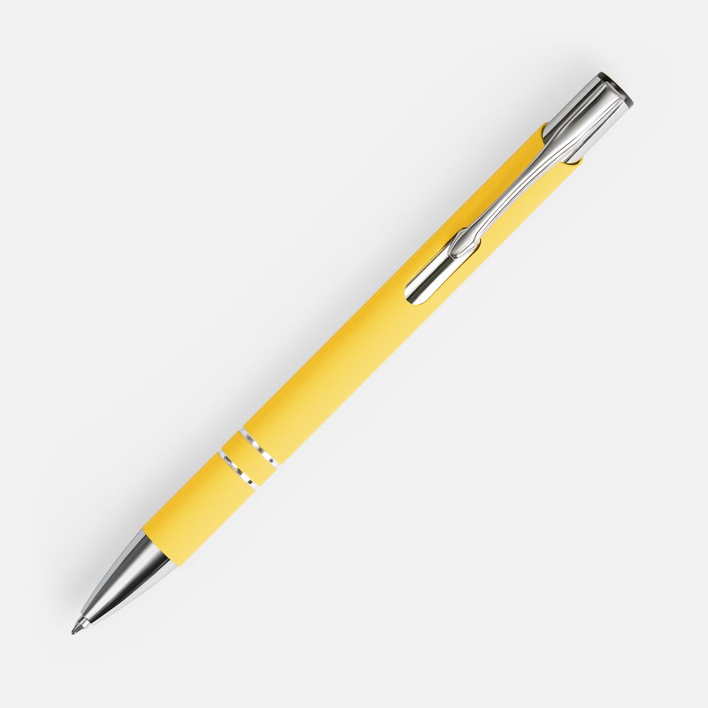 Ручка шариковая Keskus Soft Touch, желтая-1