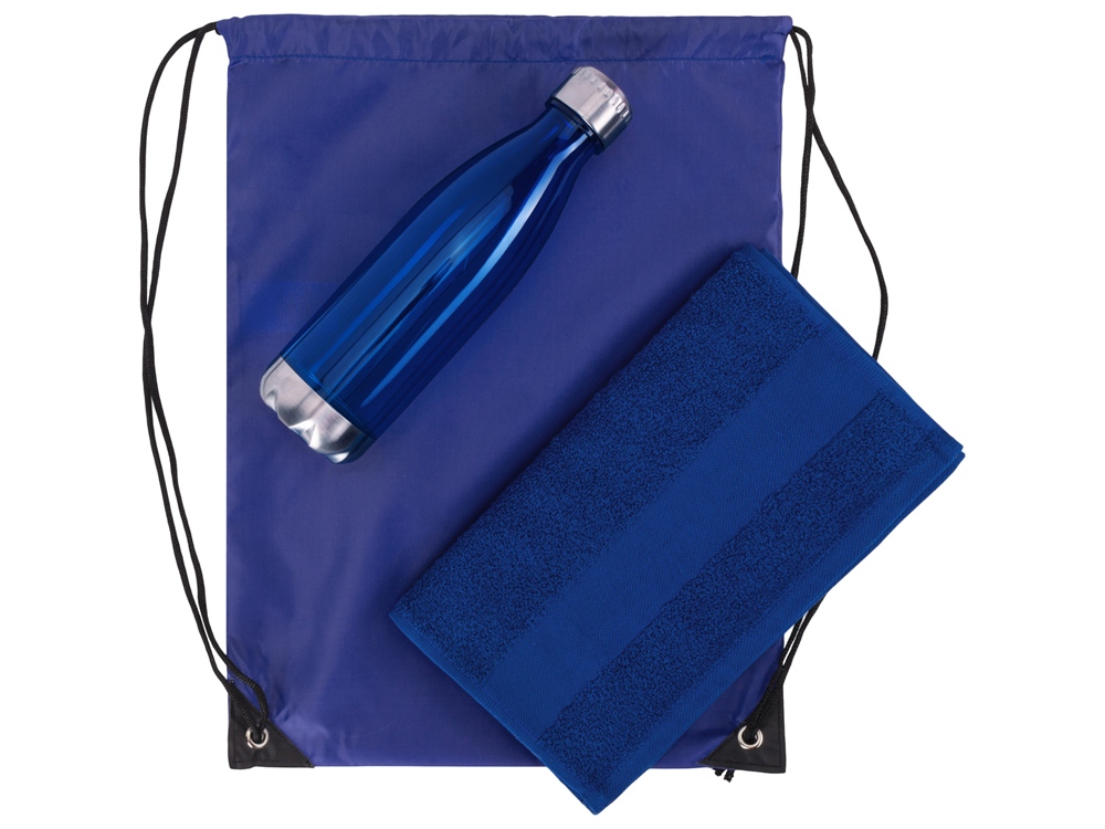 Спортивный набор с бутылкой и полотенцем Beginner, синий-1