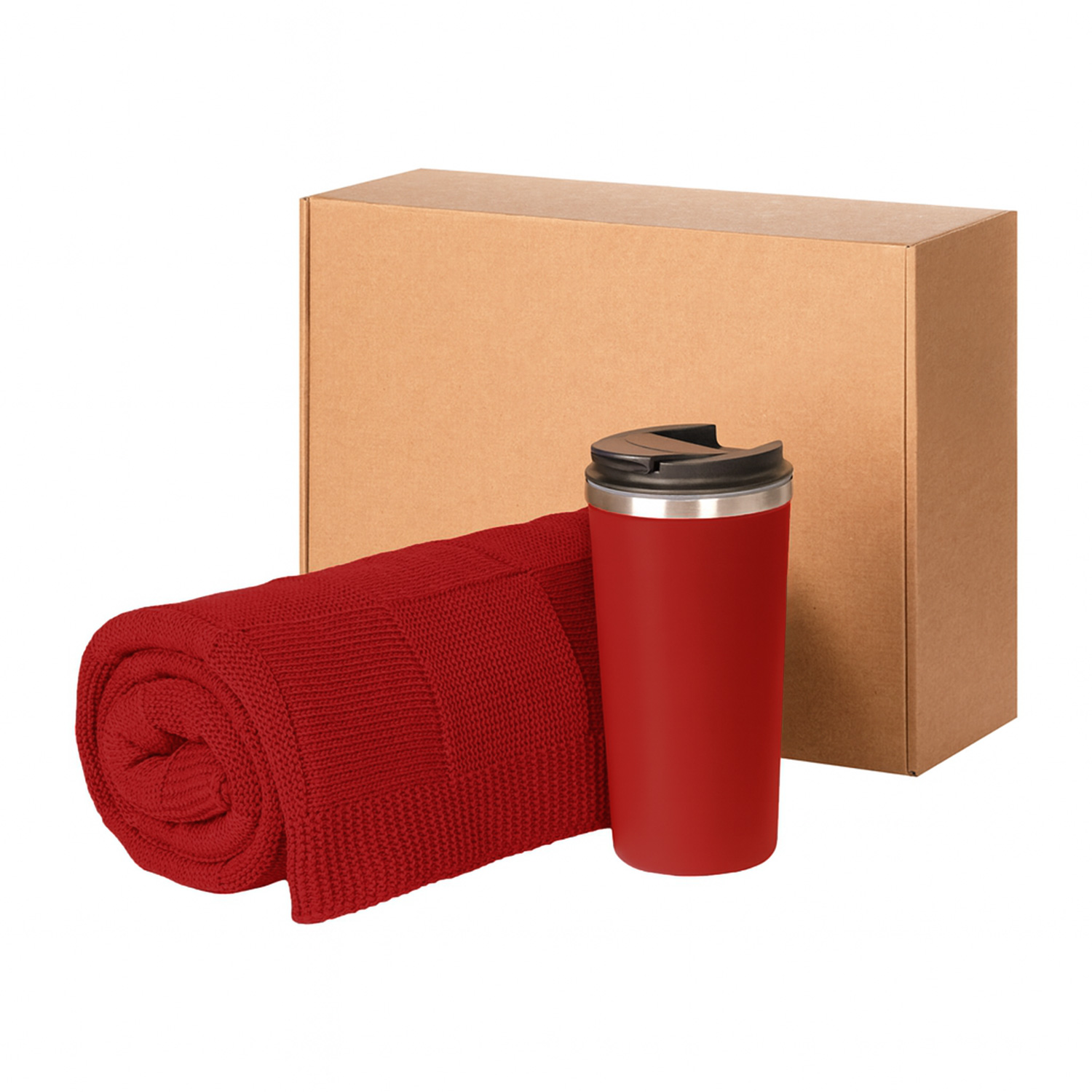 Подарочный набор Палермо, Селла (Palermo, Cella), красный (плед, термокружка)-0