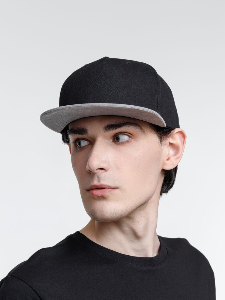 Бейсболка Foreside с прямым козырьком, черная с серым-3