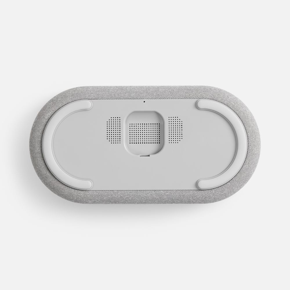 Колонка с часами и беспроводной зарядкой Veske ver.2, серая-3