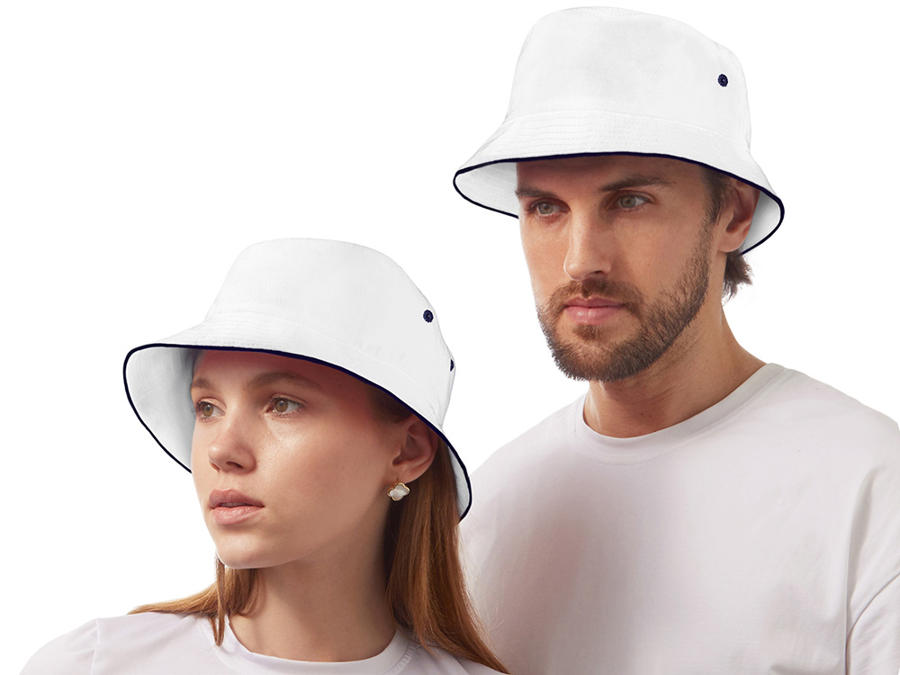 Панама с контрастной окантовкой , белый/темно-синий-0