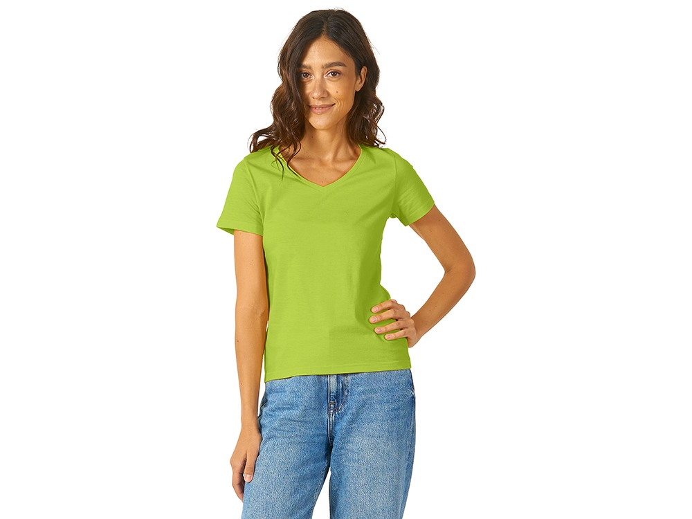 Футболка Heavy Super Club женская с V-образным вырезом, зеленое яблоко-2