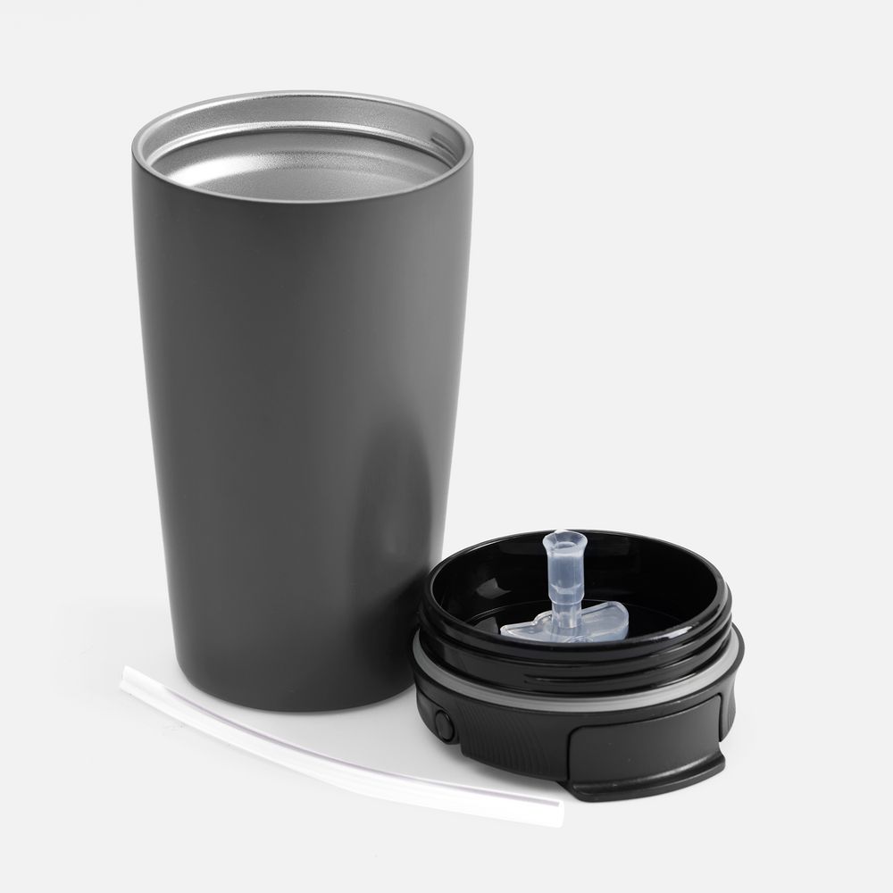 Термостакан с двумя поильниками Duetta, серый-2